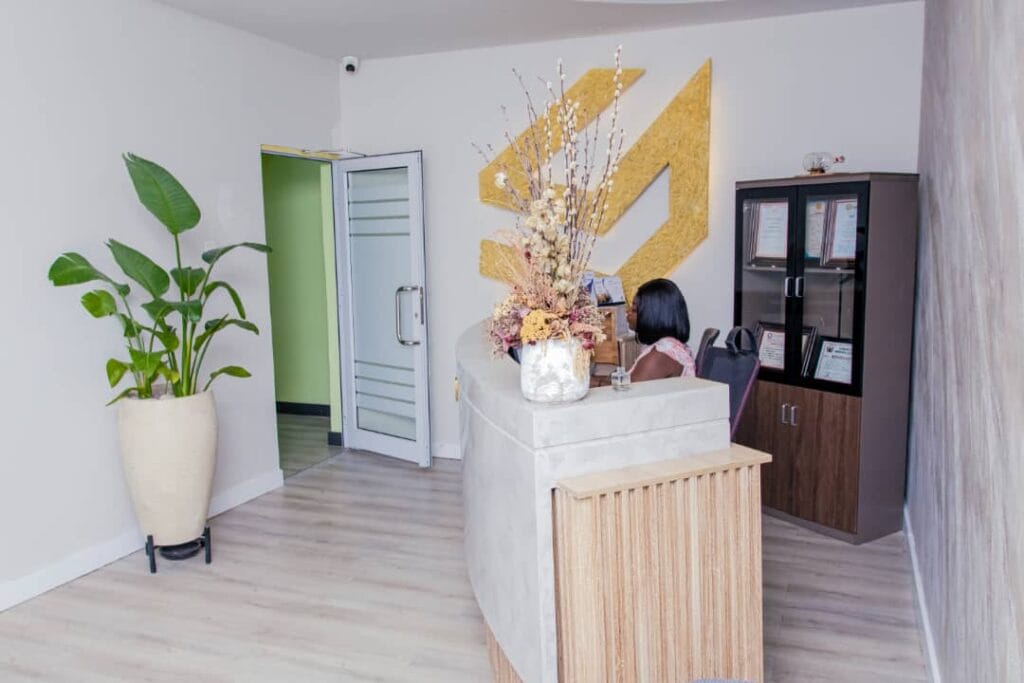 Smith Desk reception area with modern design and welcoming staff.