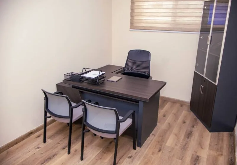 Fully furnished private office space at Smith Desk with desks, chairs, and high-speed internet.